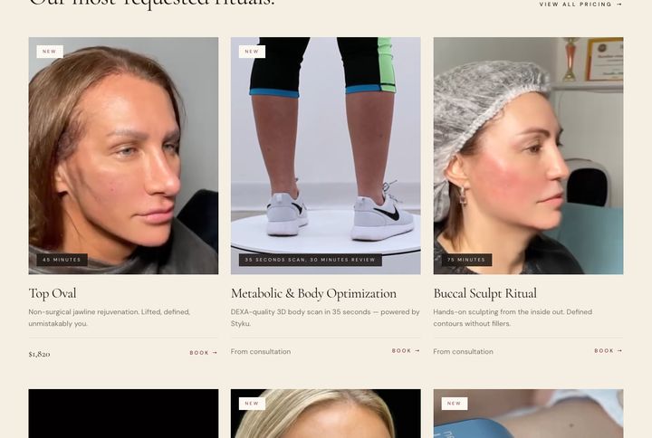 Signature treatments, each with its own detailed page