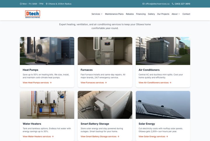 Every service, each with its own page and suburb coverage