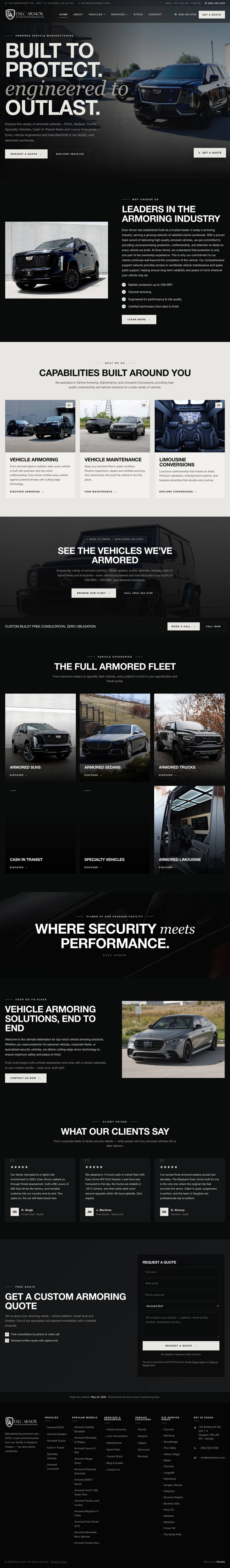 execarmor.com — full homepage, designed and built by Wisdek