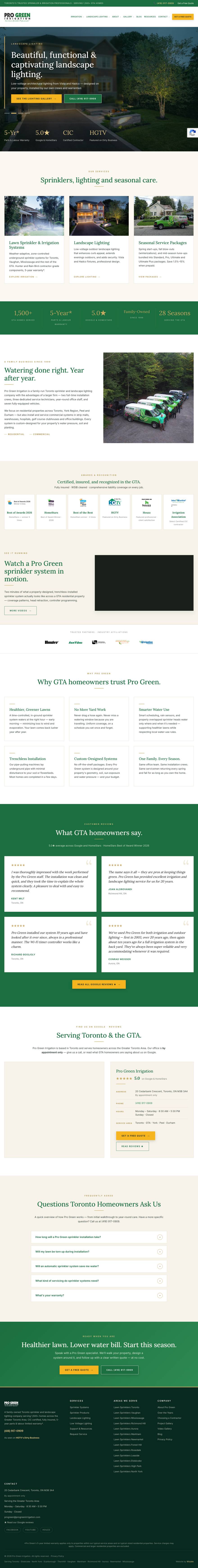progreenirrigation.com — full homepage, designed and built by Wisdek