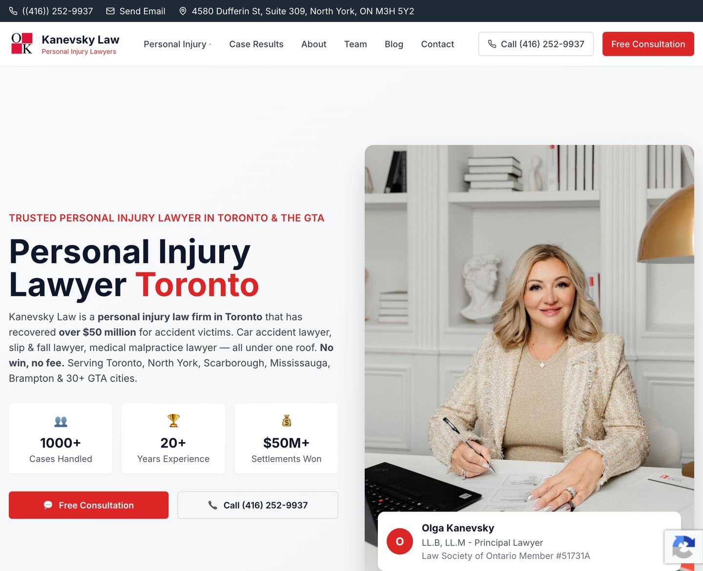 kanevskylaw.ca — a website Wisdek built and runs