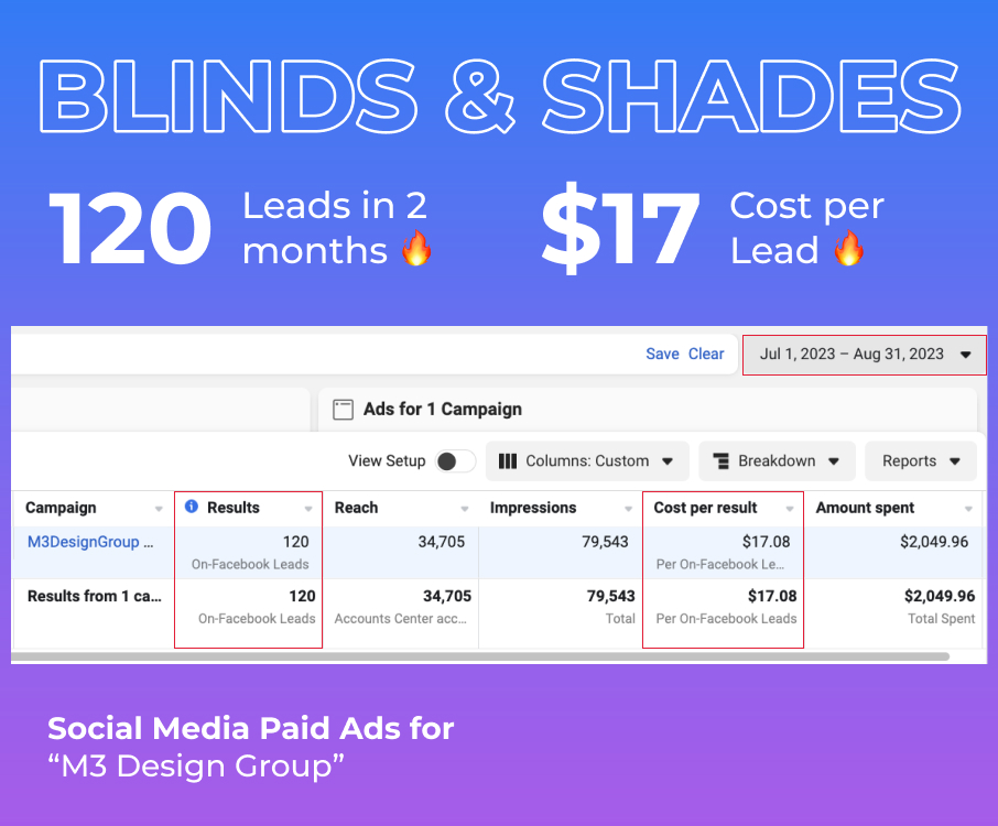 Facebook and Instagram Lead Ads for Blind & Shades Company
