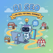 AI SEO - a Big Deal for Small Business Cartoon